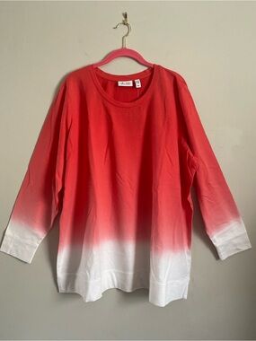 D&CO Sweatshirt 2X Ombre Dip Dye Beach Athleisure French Terry Cozy Casual NWT